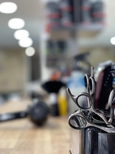 Barbering tools laid out on the counter